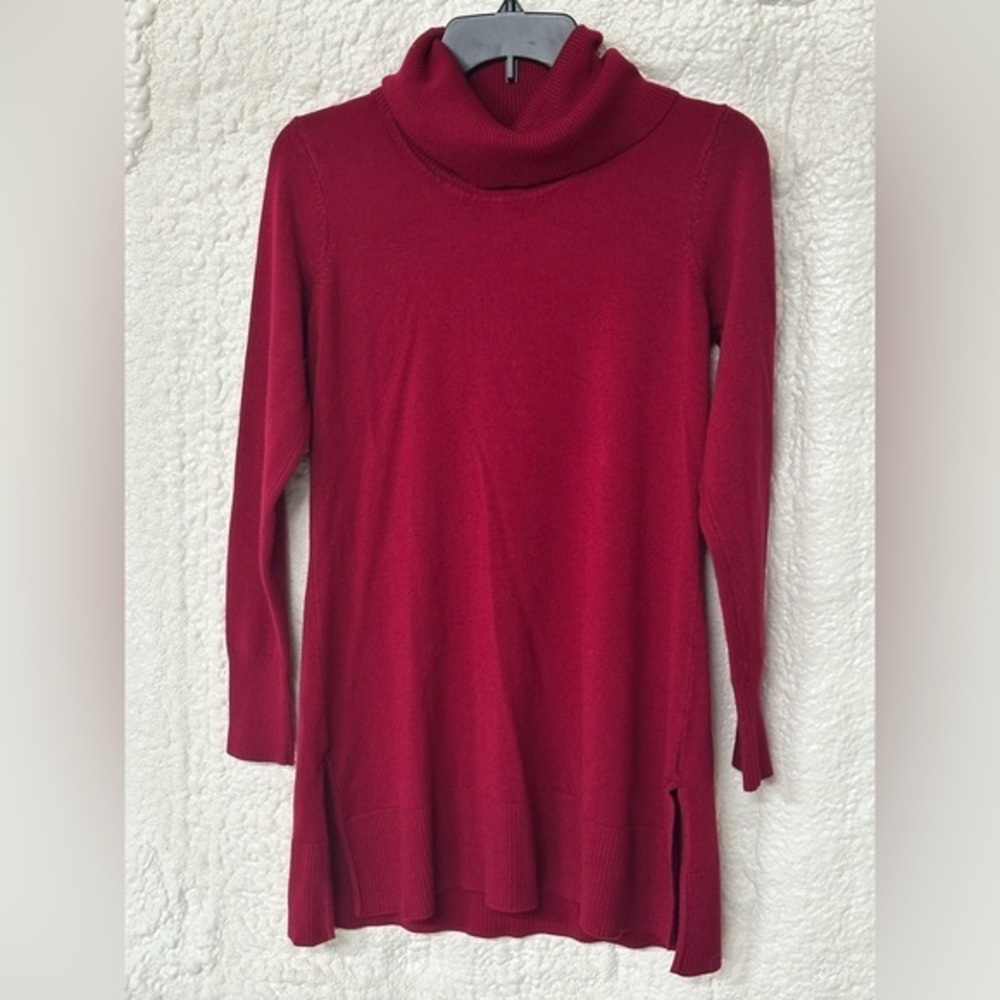 Susan Graver cranberry red turtleneck tunic sweater women’s‎ small